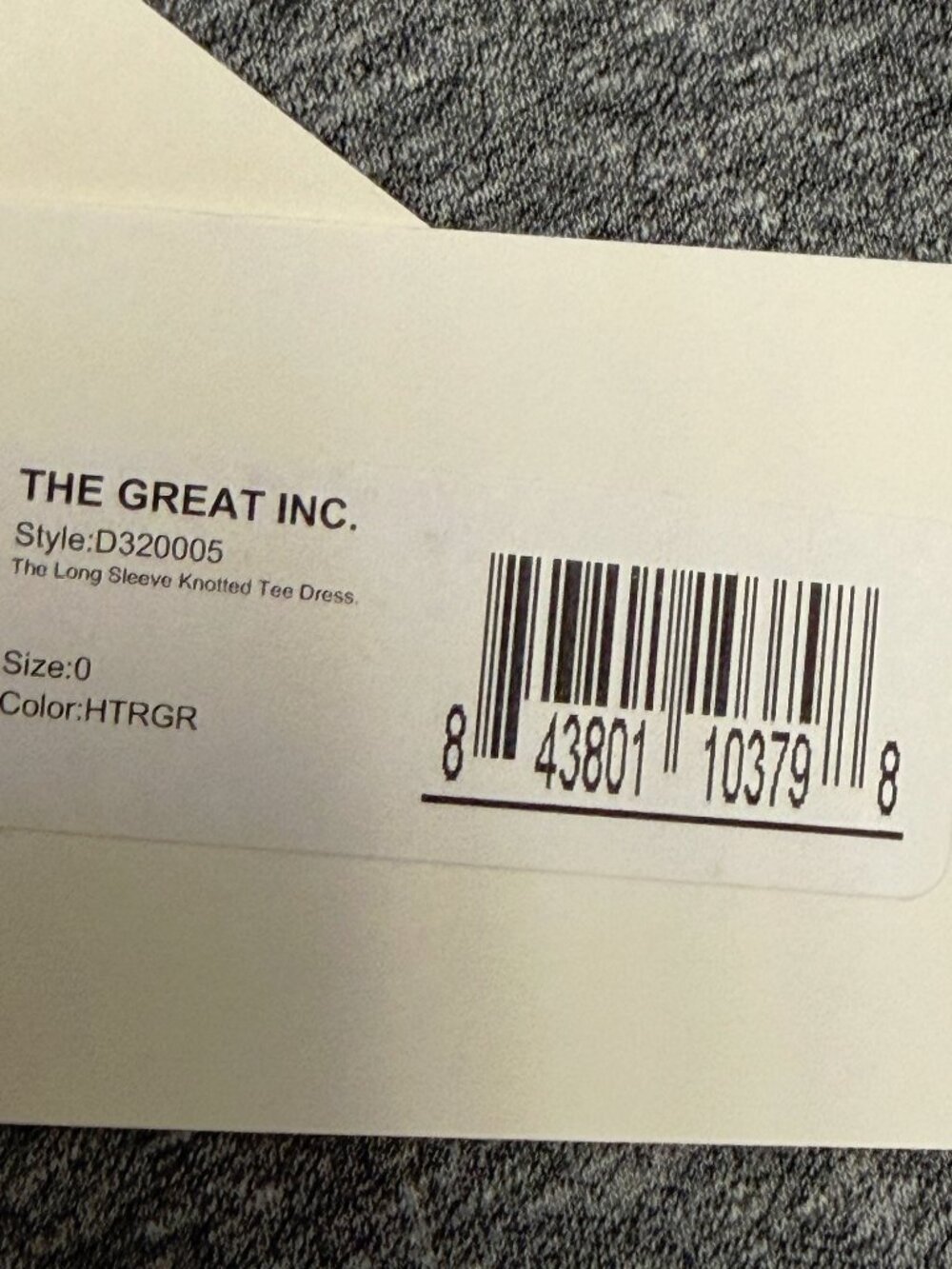 The Great Dress Long SLeeve Knotted Tee Size 0 Heather Gray NWT USA Made - Picture 7 of 16